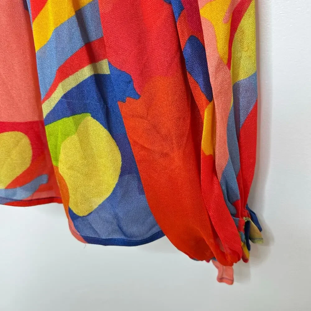 Blank London Miranda Peasant Blouse Colorful Colorful Art Teacher Clowncore - Picture 3 of 11